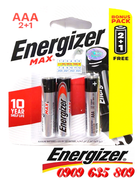 Energizer E92, LR03; Pin AAA 1.5v Alkaline Energizer E92, LR03 chính hãng (Xuất xứ Singapore) Vỉ 3viên